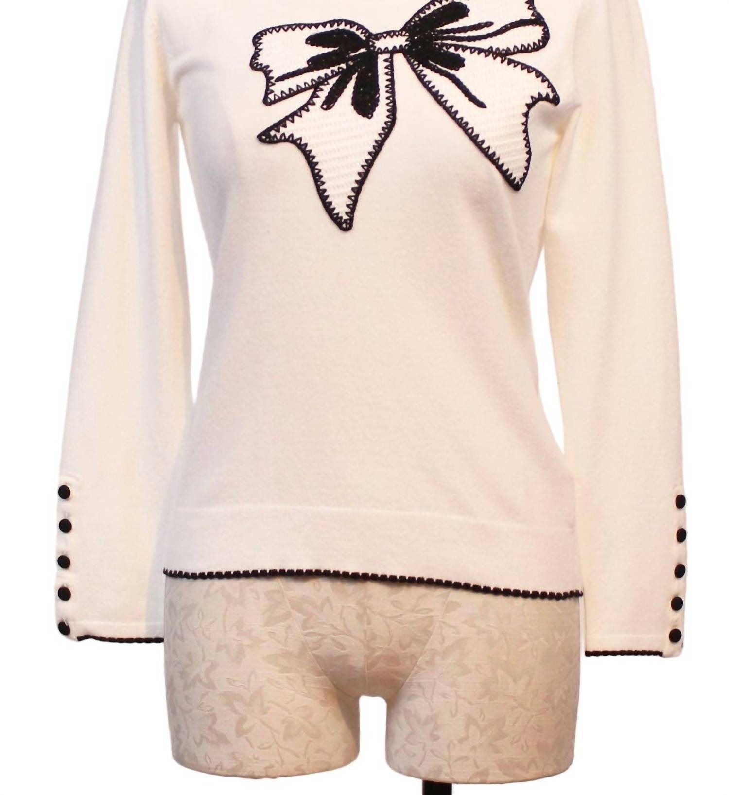 Leo Ugo - Women's Embroidered Bow Sweater Top