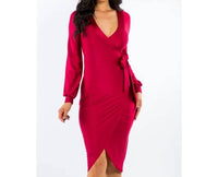 Uptown Girls - V-neck Asymmetrical Hem Dress