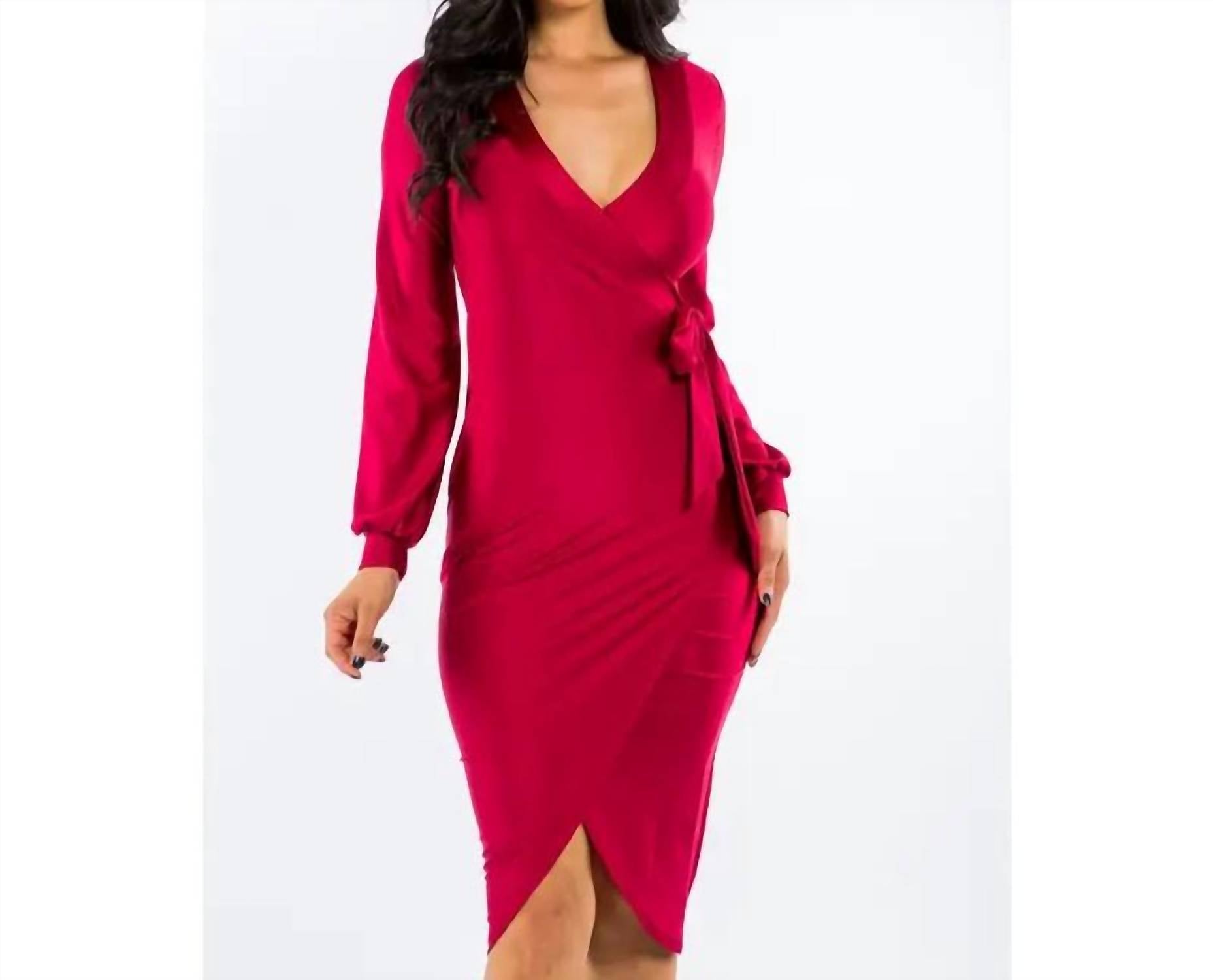 Uptown Girls - V-neck Asymmetrical Hem Dress
