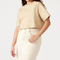 STEVE MADDEN Sunny Shirt Sleeve Top in khaki - women's blouse - detail view