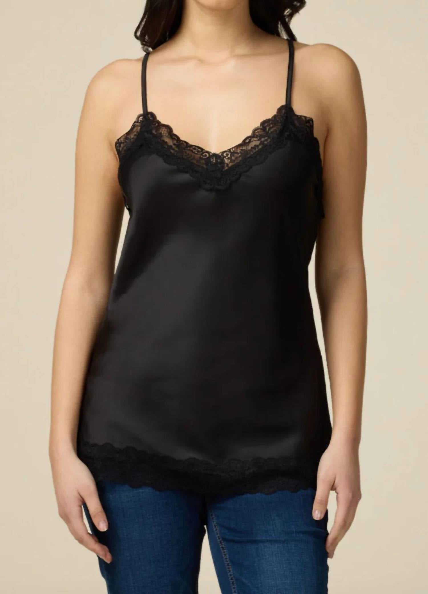 Oltre - Satin Lace Trim Top