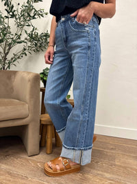VERVET BY FLYING MONKEY High Rise Baggy Wide Leg Jeans in med wash - women's jeans - alternate view