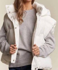 Adora - Front Zip Up Puffy Hoodie Vest