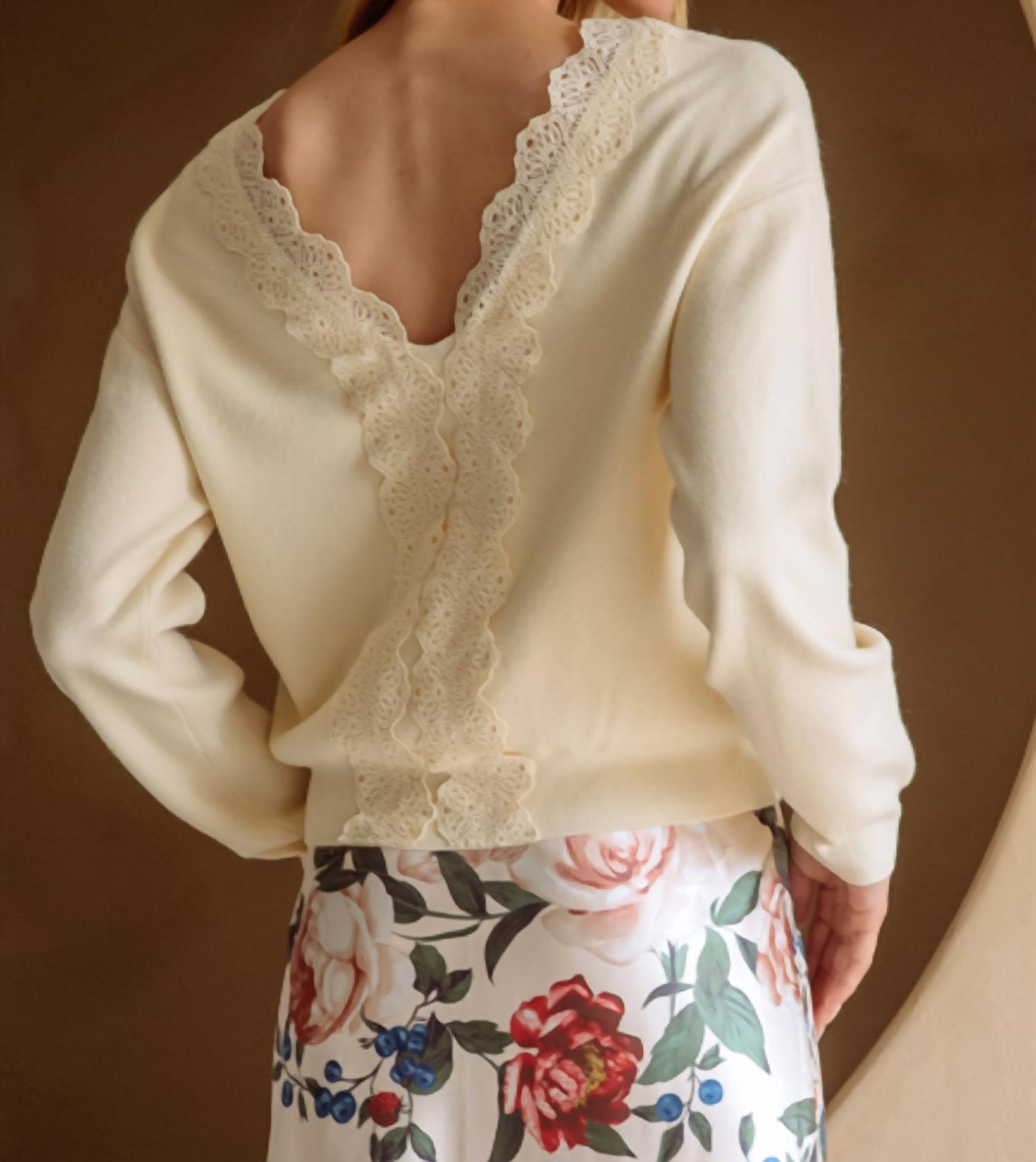 Skies Are Blue - River Lace Back Sweater