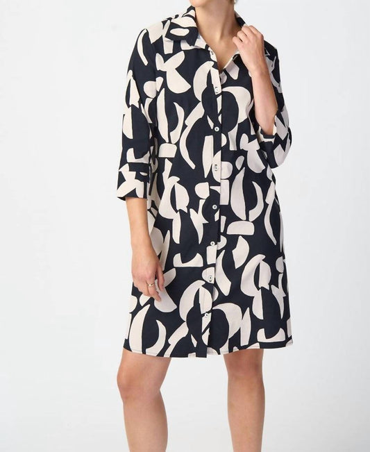 Joseph Ribkoff - Abstract Print Stretch Poplin Trapeze Dress