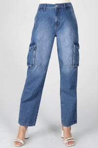 Ceros - Super High Rise Cargo Straight Jeans
