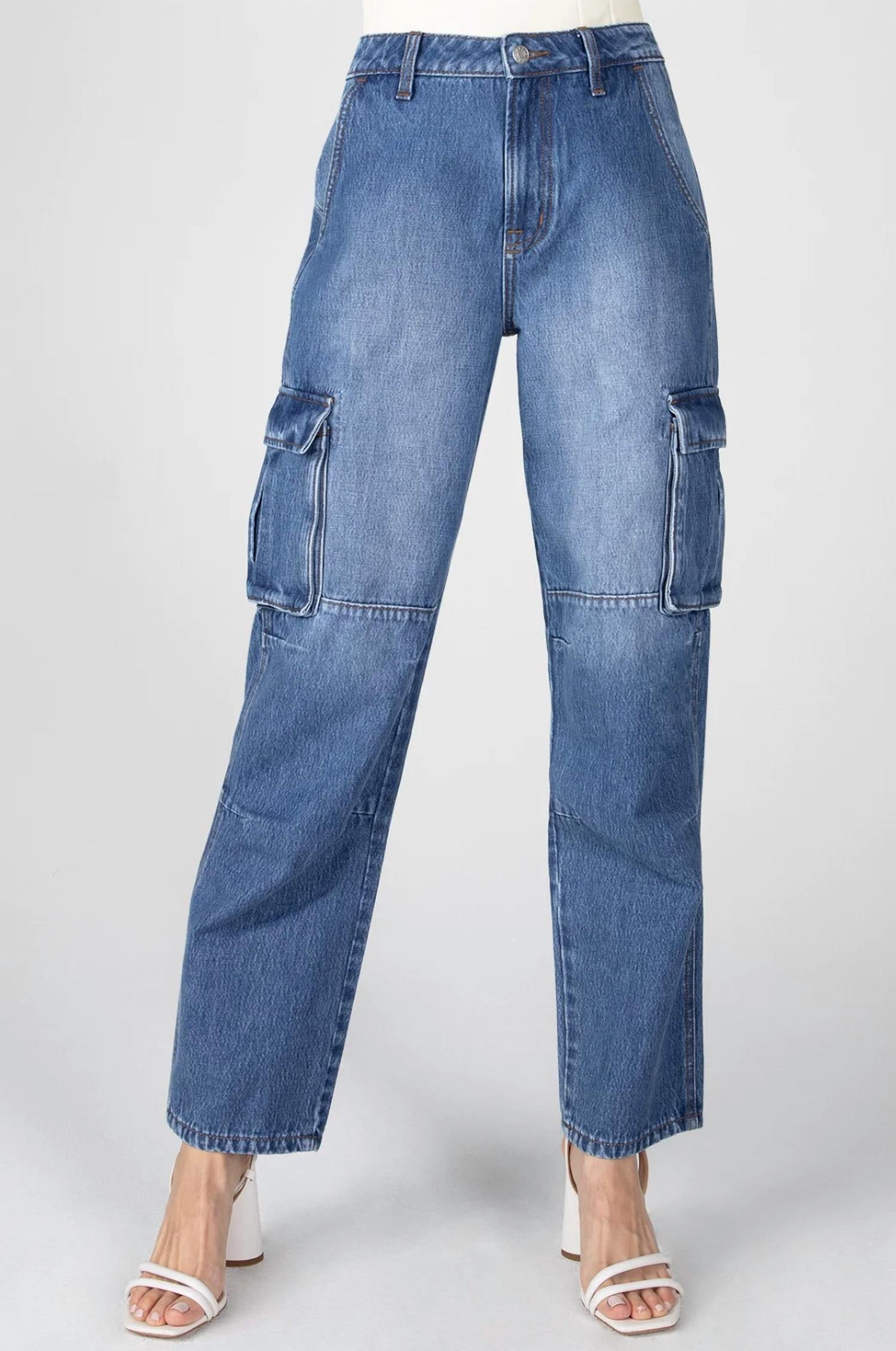 Ceros - Super High Rise Cargo Straight Jeans
