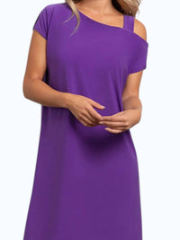 Sympli One Shoulder Boxy Dress in ultraviolet - women's dress - detail view