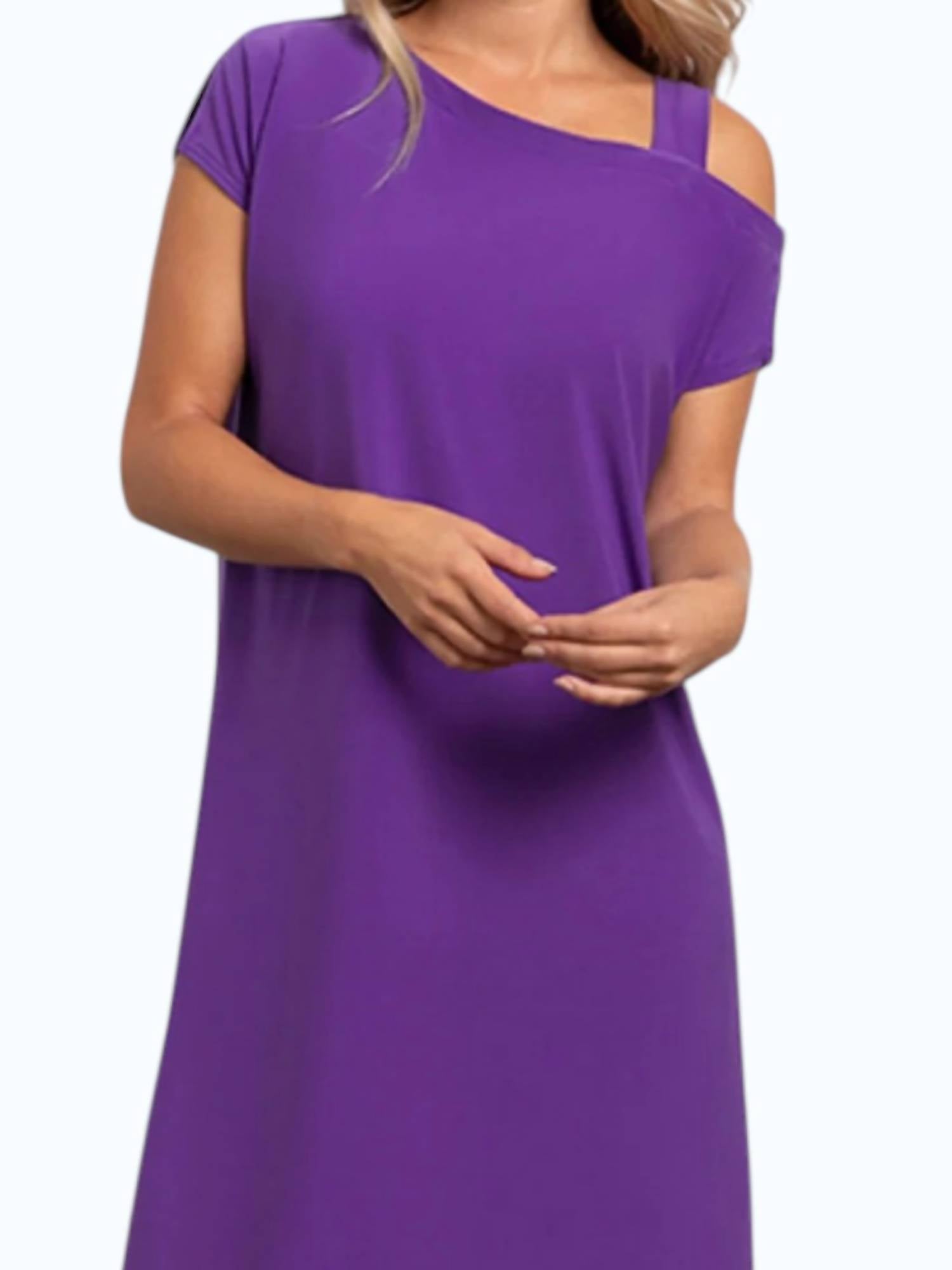Sympli One Shoulder Boxy Dress in ultraviolet - women's dress - detail view