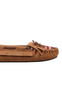 Lamo Women's Alita Slip-on Moccasins in chestnut multi serape - women's shoe - detail view