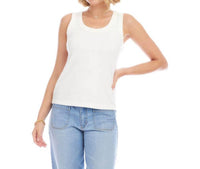 Karen Kane Ribbed Scoop Neck Tank in off white - women's tank top