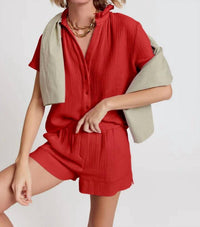 The Shirt - Short Sleeve Loose Back Shirt Gauze