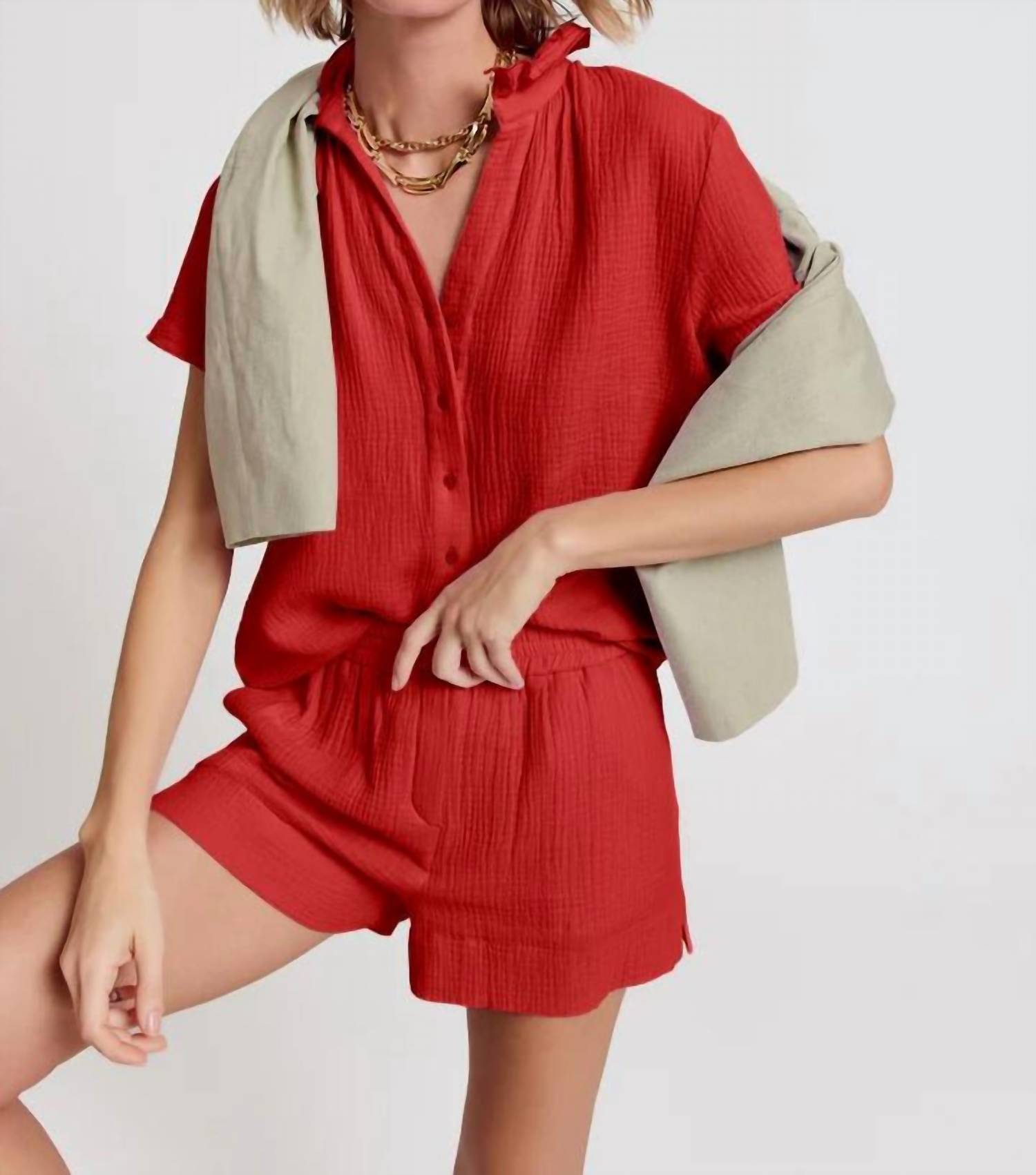 The Shirt - Short Sleeve Loose Back Shirt Gauze