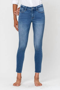 Simon Mid Rise Raw Hem Skinny Jean