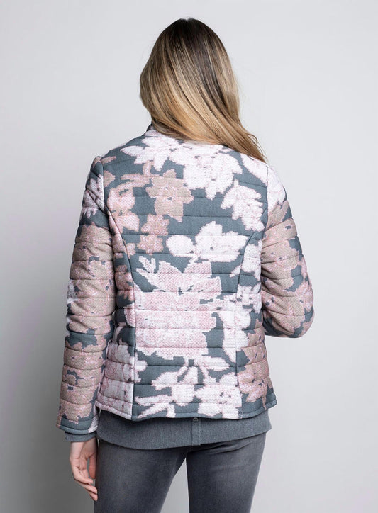 Picadilly - Picadilly-Zip-Front Quilted Jacket-Pink Multi