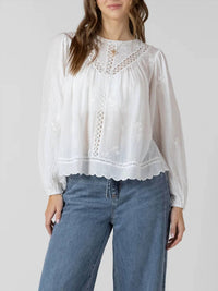 Dex Clothing - Crochet Detail Embroidered Blouse