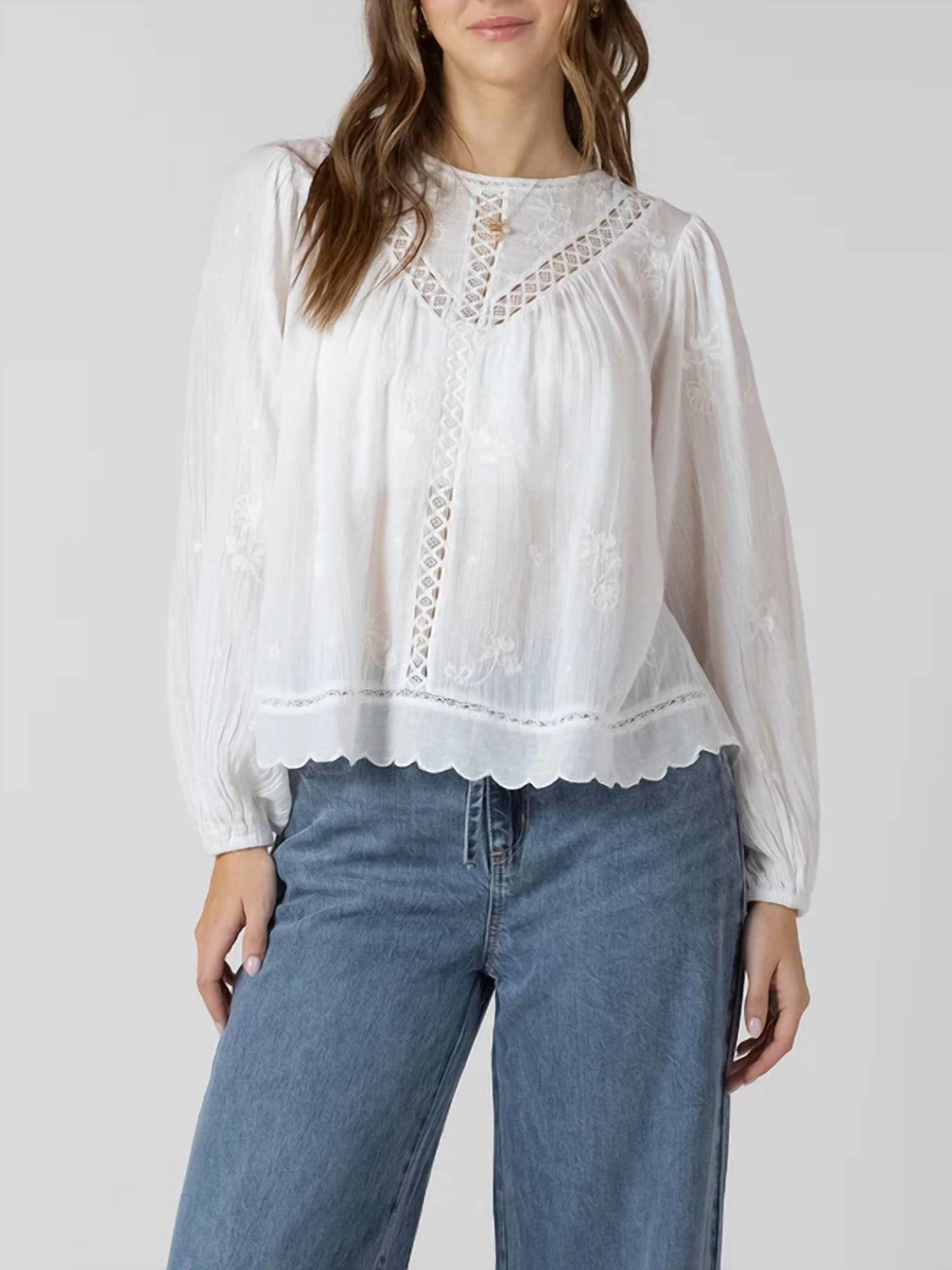 Dex Clothing - Crochet Detail Embroidered Blouse