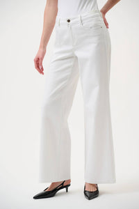 Joseph Ribkoff Goldie Classic Wide Leg Stretch Jeans in white - women's jeans