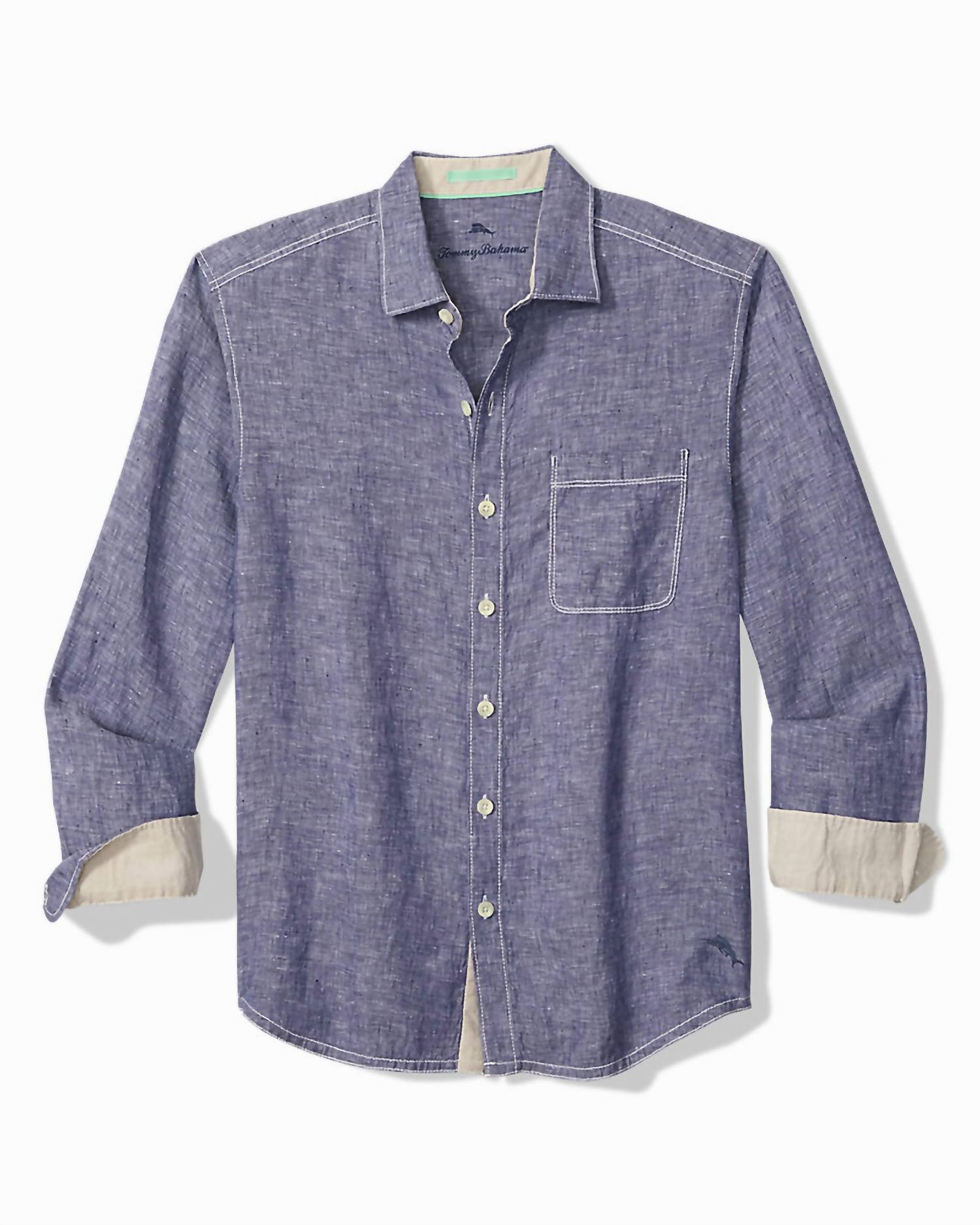 TOMMY BAHAMA Paradise Breezer Long Sleeve Shirt in island navy - men's shirt - alternate view