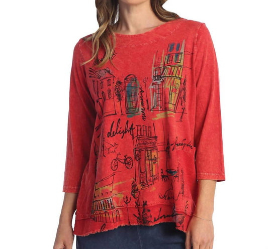 Jess & Jane - Cityscape Mineral Washed Cotton Pocket Top - Plus
