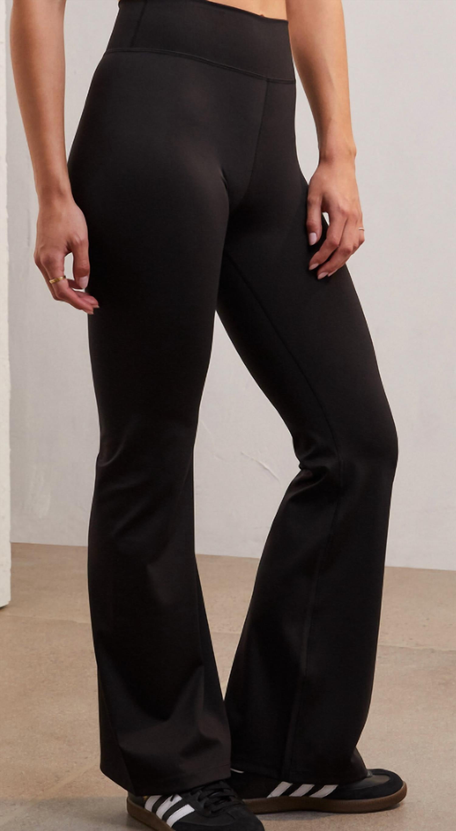 Z Supply Wear Me Out Flare Pants in black - women's pants - detail view