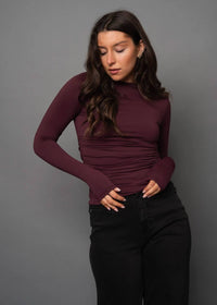 Rd Style - Funnel Neck Ruched Top