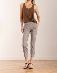Avenue Montaigne Lulu Straight Cropped Pant in grey plaid - women's pants