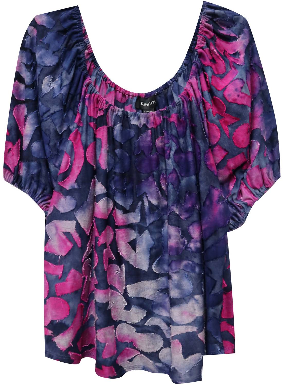 Karen Kane Women's Biby Tie Dye Shirt in navy blue and berry - women's blouse