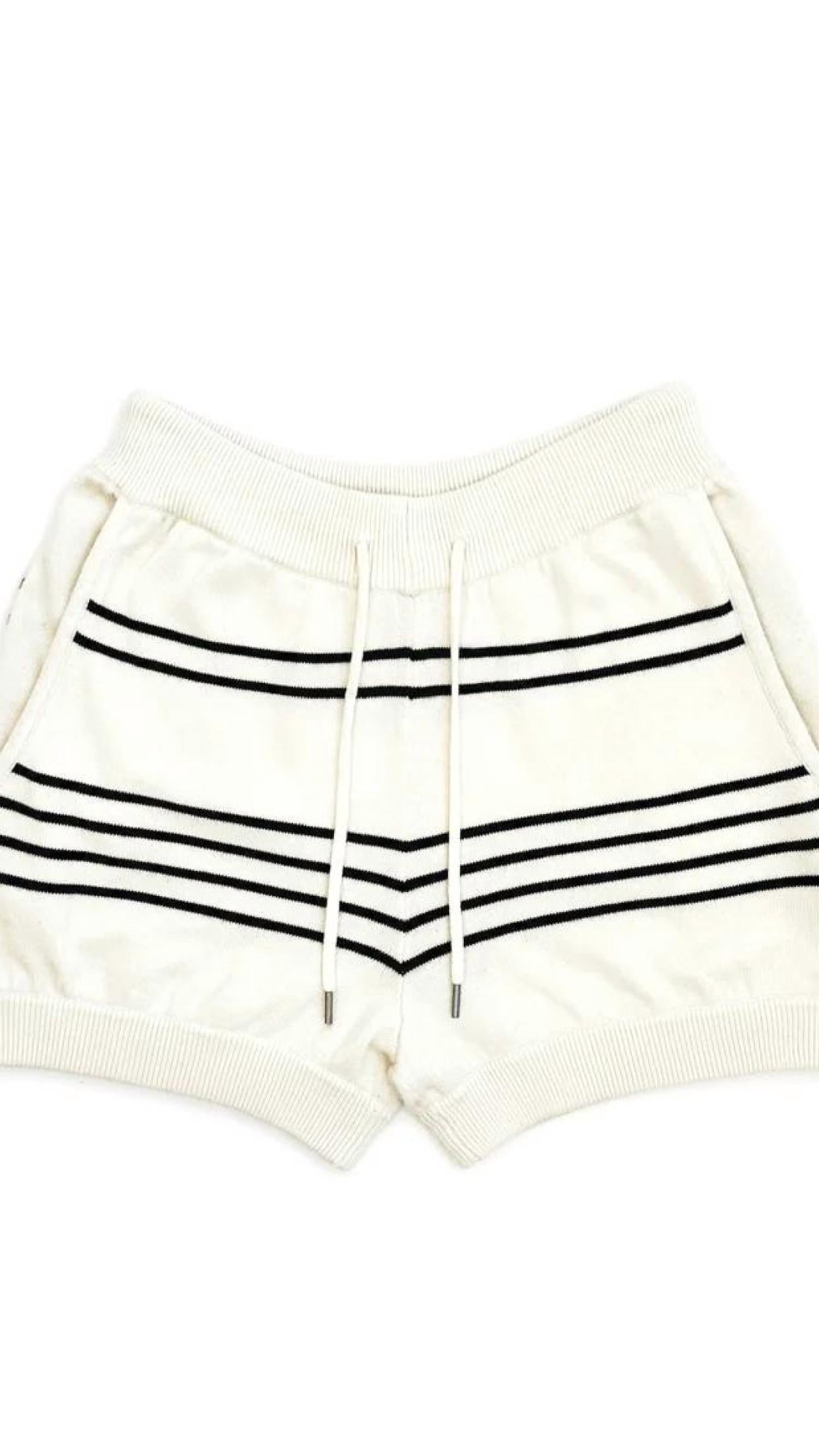 Kathryn McCarron Cashmere Striped Short in ivory - women's shorts - view 4