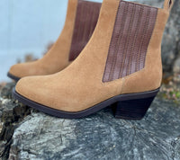 Vintage Havana Women's Suede Gore Heel Bootie in chestnut - women's shoe - alternate view