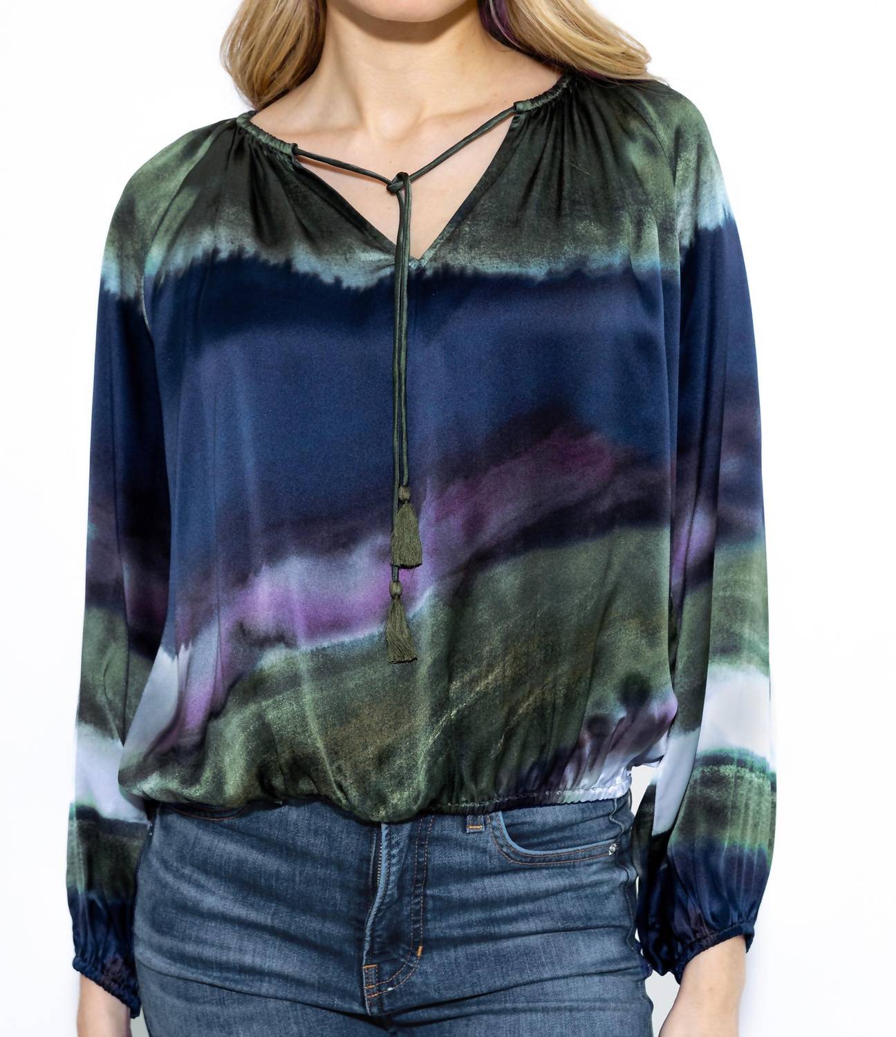 Go by Go Silk Either Way Tie Top in gouache vista - women's blouse