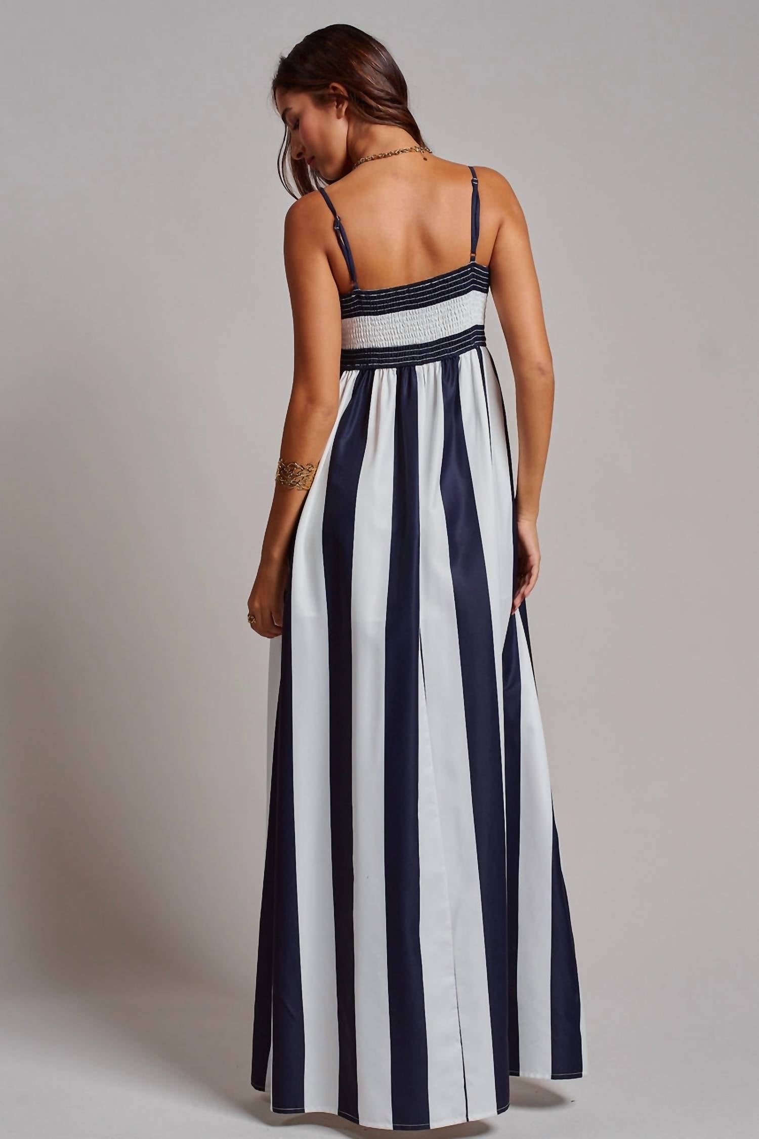 Urban Daizy - Vertical Stripe Smocked Back Maxi Dress