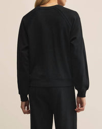 Z Supply All Around French Terry Sweatshirt in black - women's top - detail view