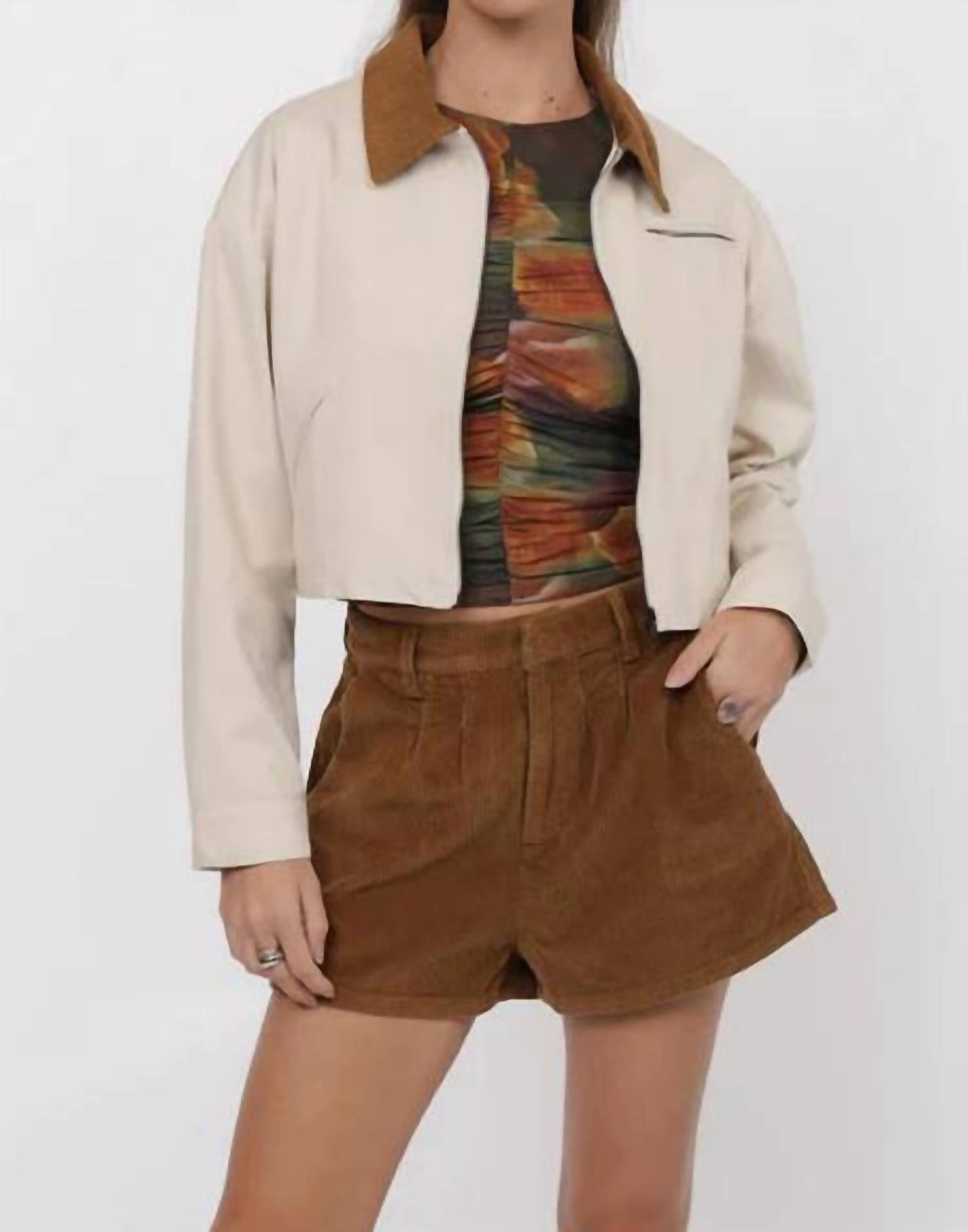 Sage The Label - So Fine Corduroy Collar Crop Jacket