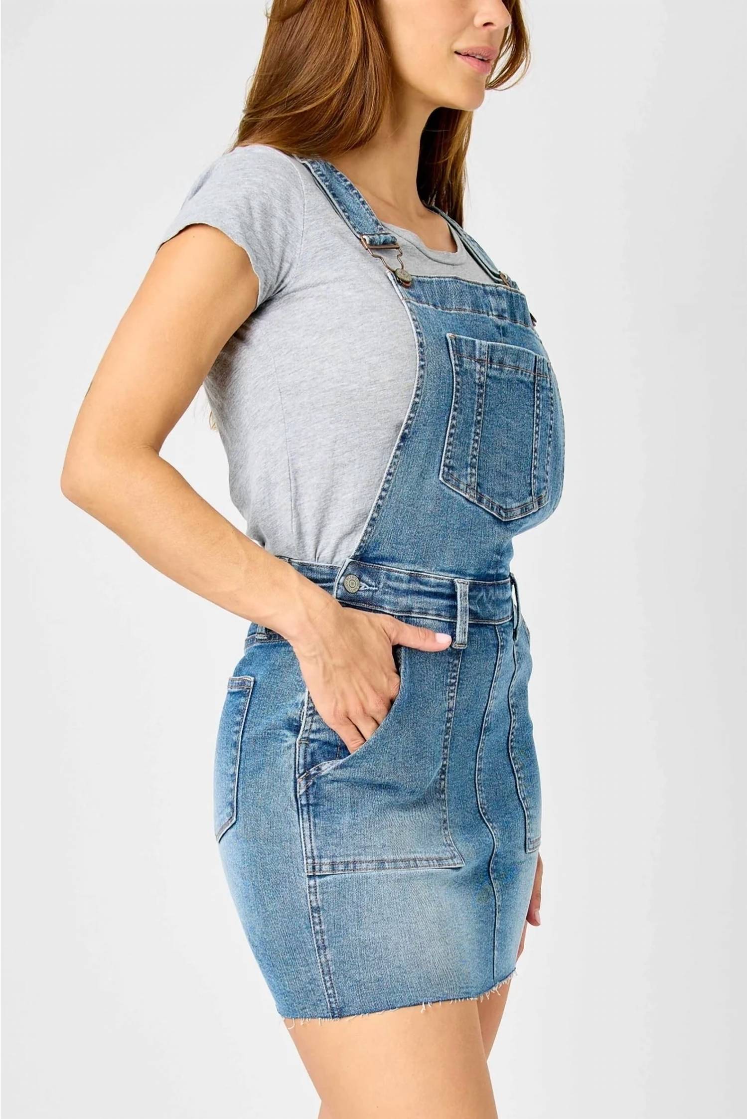 Judy Blue - Women's Dottie Raw Hem Overall Skirt