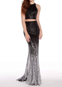 ALYCE PARIS Sleeveless Embellished Ombre Evening Dress in black silver - women's dress