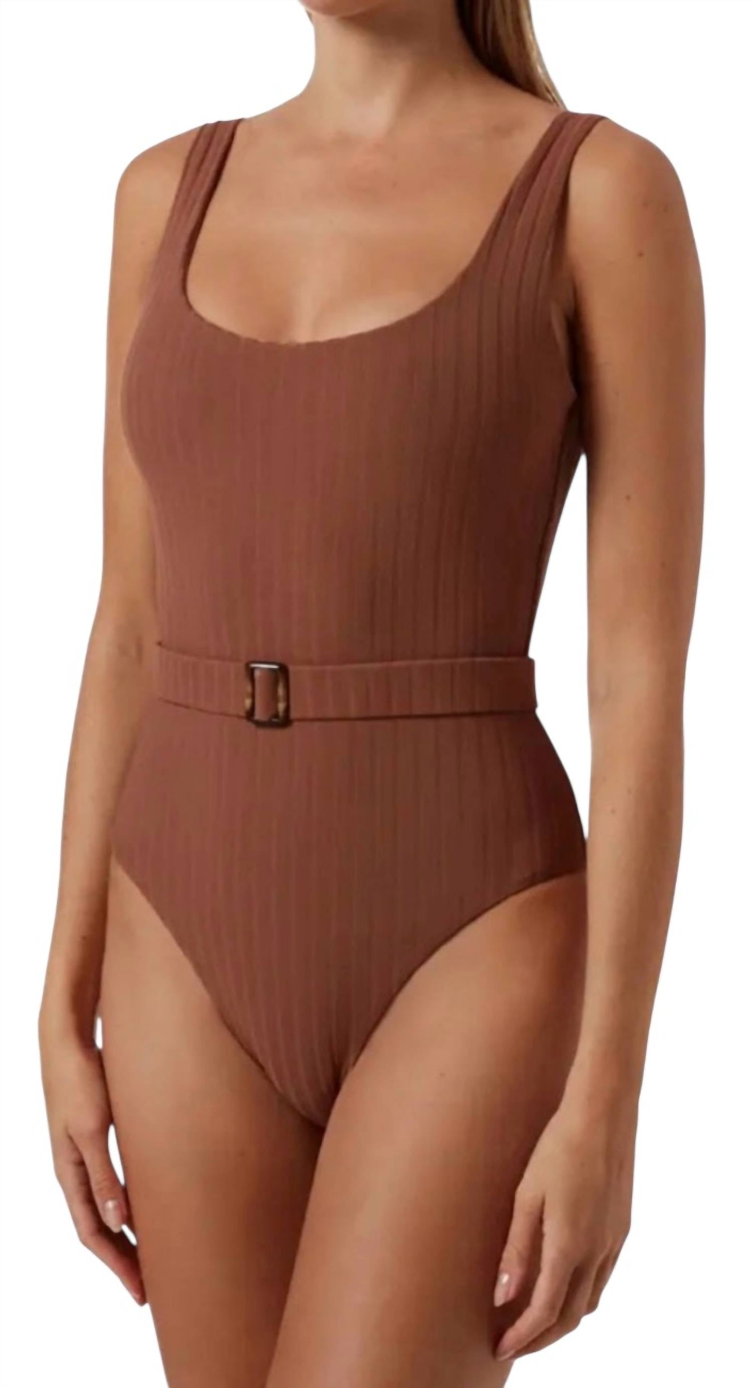 Melissa Odabash Texas Coco Ribbed One Piece Swimsuit in brown - women's swimwear