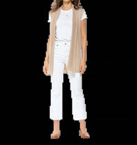 Monticelli Cashmere - Women's Pure Cashmere Sleeveless Long Open Front Cardigan