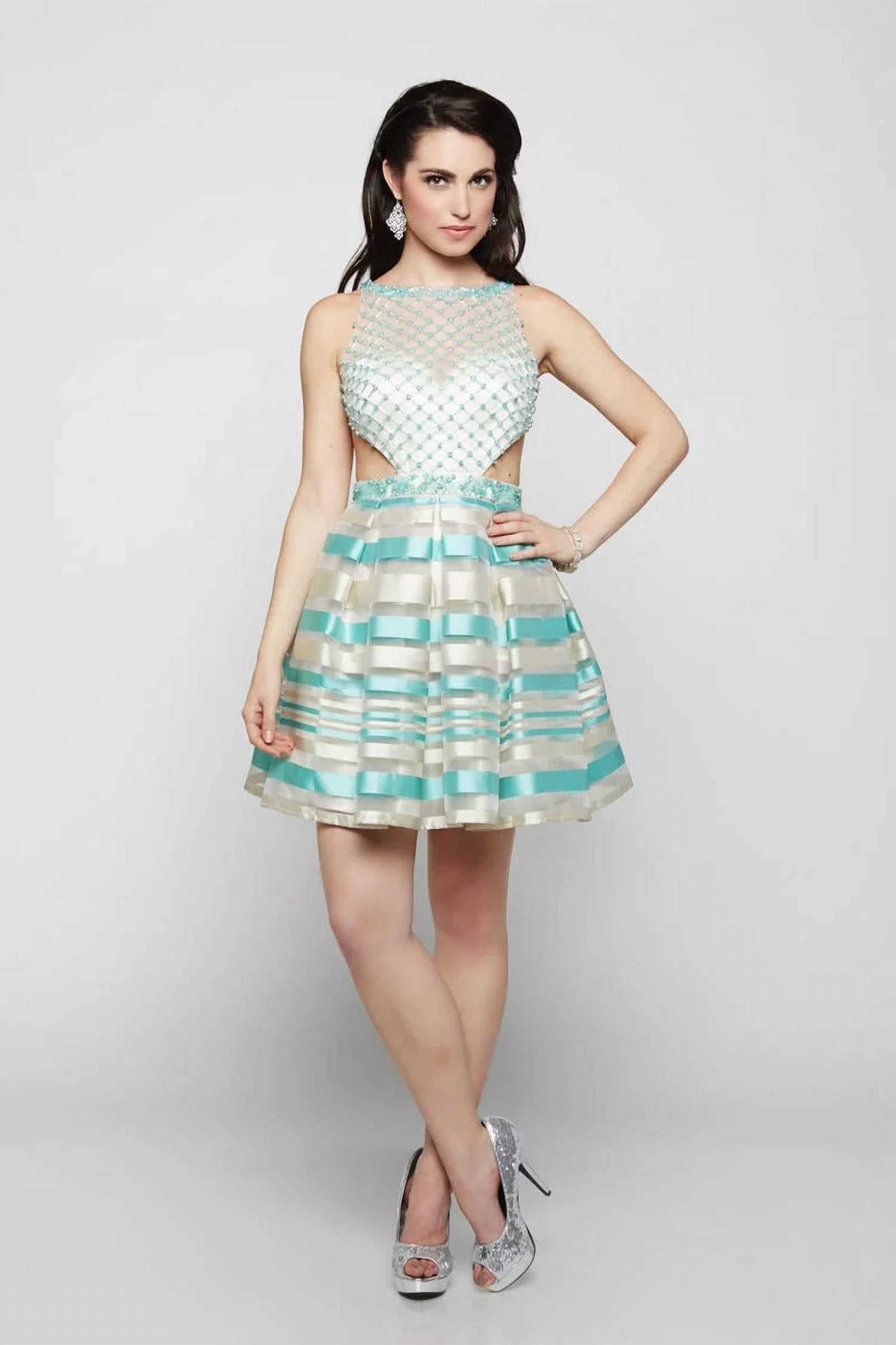 Last Dress - Pearl Net Tiffany Stripe Dress