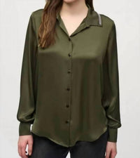 Joseph Ribkoff - Satin Straight Fit Collared Blouse