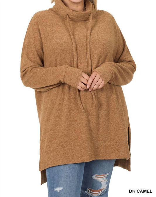 Zenana - Brushed Melange Funnel Neck Sweater