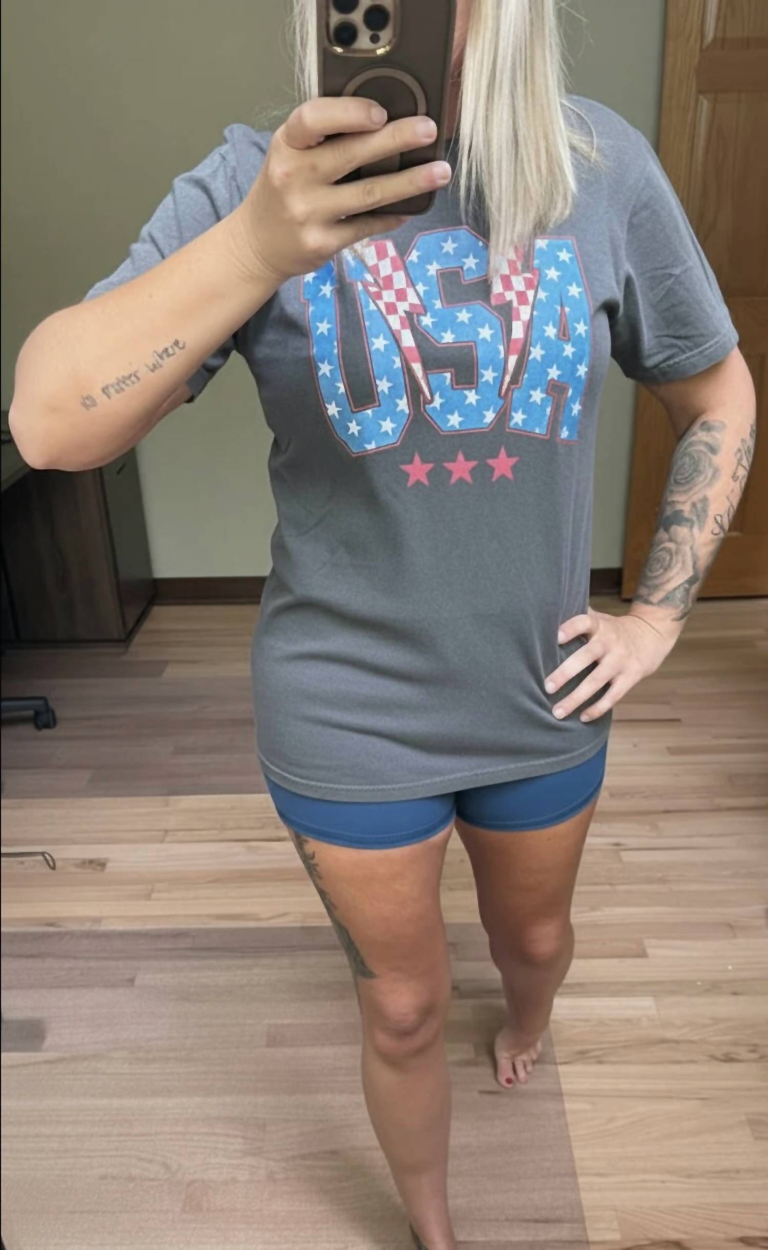 Top Notch Embroidery - Usa Lightning Bolt Graphic Tee