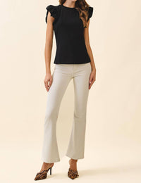 Tcec - Ruffled Flutter Sleeves Round Neck Sleeveless Top