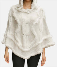 Wona Trading - Cable Fur Poncho Hoodie