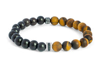 Tateossian Men's Tiger Eye Gear Trio Bracelet in multi - men's jewelry - detail view