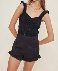 Idem Ditto - Ruffle Detailed Pointelle Knit Top