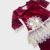 Katie Rose - Girl's 2-Piece Velvet Tunic Top With Lace Set