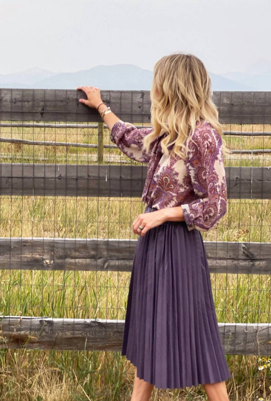 Buru - Faux Croc Pleated Skirt