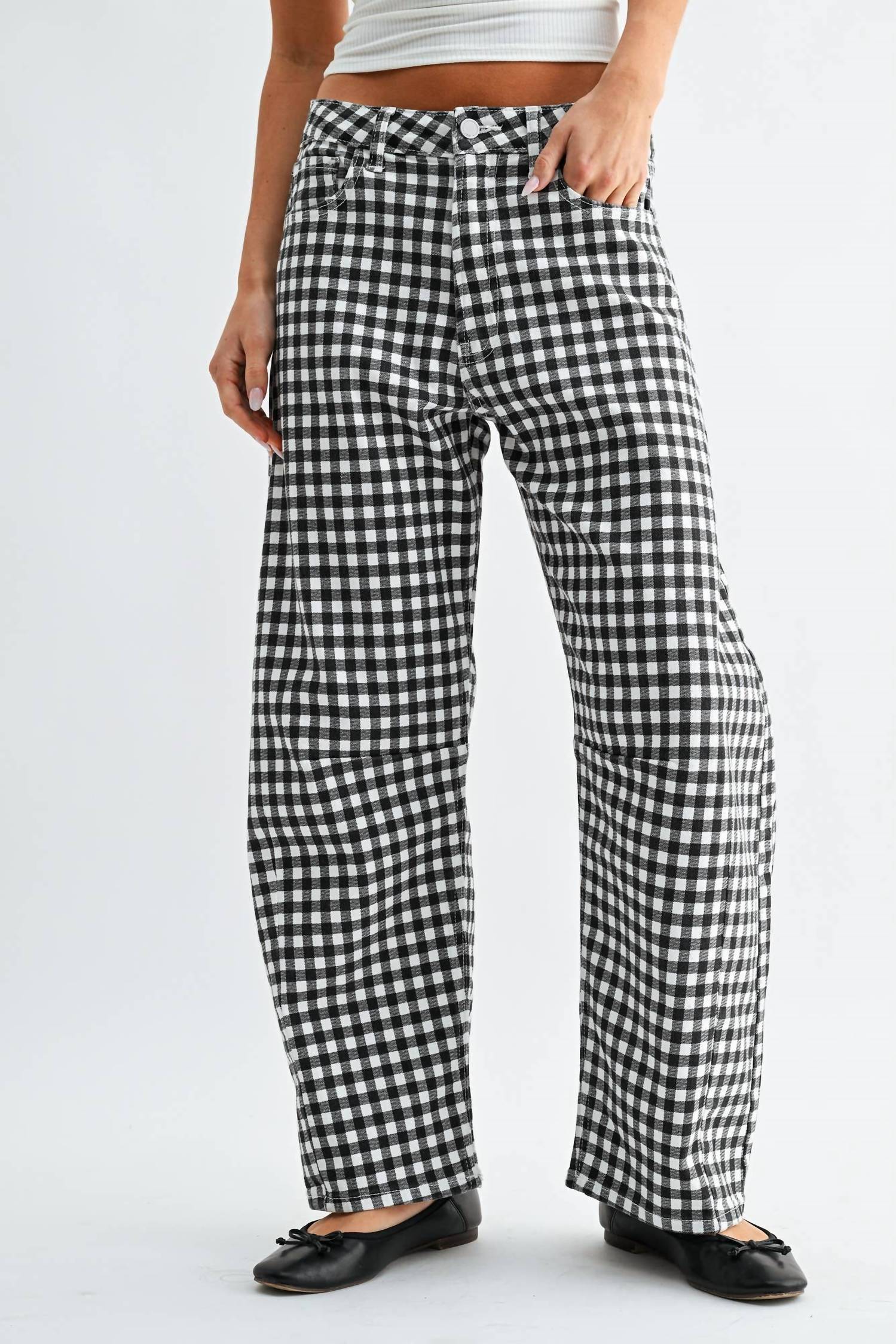 Just Black Denim - Gingham Barrel Jeans