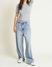 Oliver Logan Thompson Low Slung Trouser in blue - women's jeans